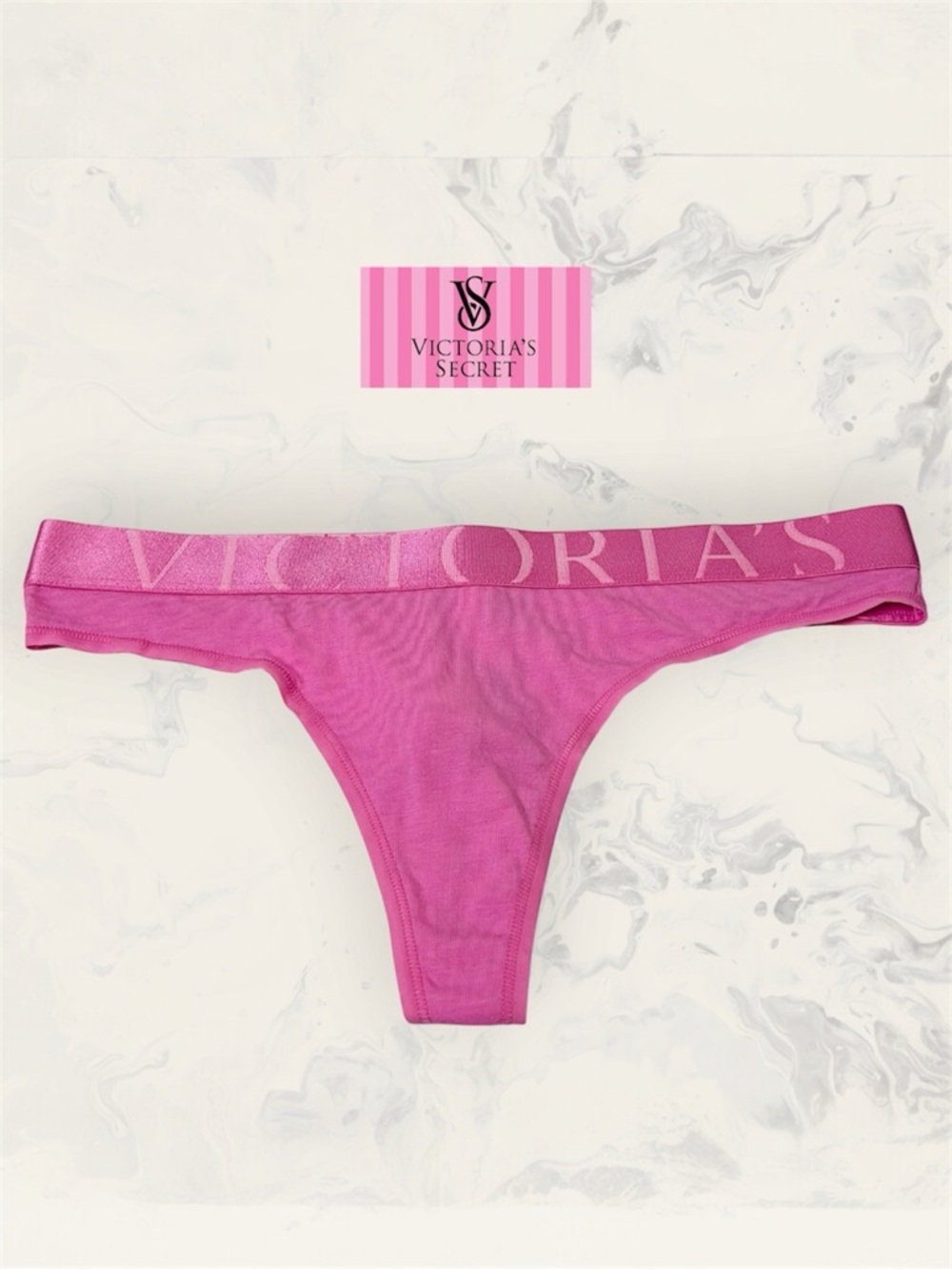 Victoria's Secret Size M Hot Pink Logo Thong Panty